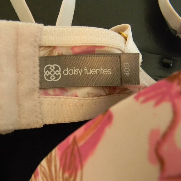 Daisy Fuentes Full Figure T-shirt Push Up Bra 40D Pink Floral NWT - Picture 5 of 6